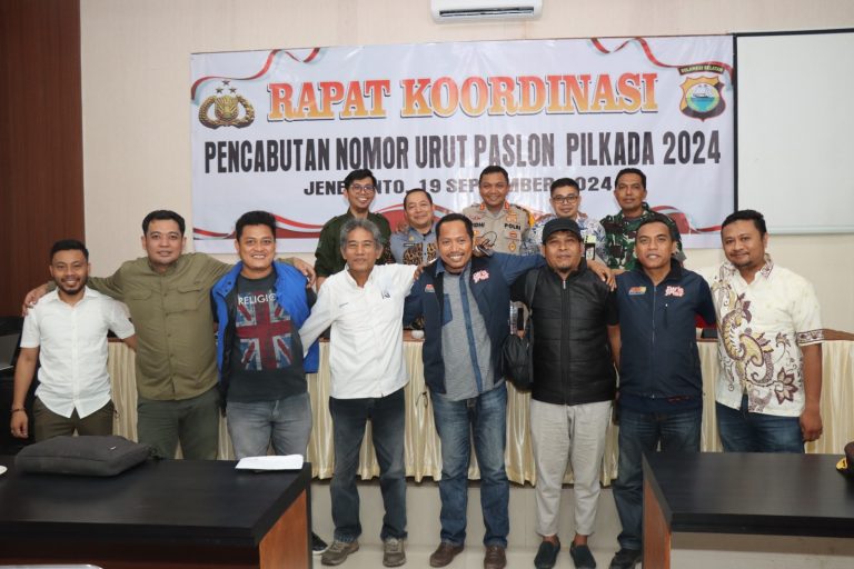 Jelang Penetapan Nomor Urut, Kapolres Jeneponto Gelar Rapat Koordinasi Lintas Sektor