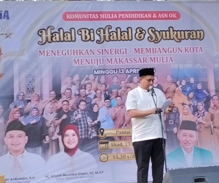 Wali Kota Makassar Hadiri Halal Bihalal dan Syukuran Komunitas Mulia Pendidikan SMPN Makassar