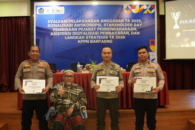 Polres Jeneponto Borong Tiga Penghargaan dalam Forum Evaluasi KPPN Bantaeng
