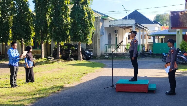 Kapolsek Arungkeke AKP Baharuddin, SH memantau langsung pengukuran data stunting di Desa Palajau dan Desa Kalumpang Loe, Kecamatan Arungkeke, Kabupaten Jeneponto, Sulawesi Selatan, Rabu (17/6/2026).