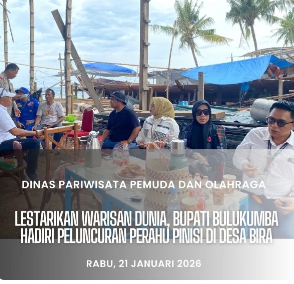 Bupati Bulukumba Hadir peluncuran perahu pinisi di desa Bira. 21.januari 2026.