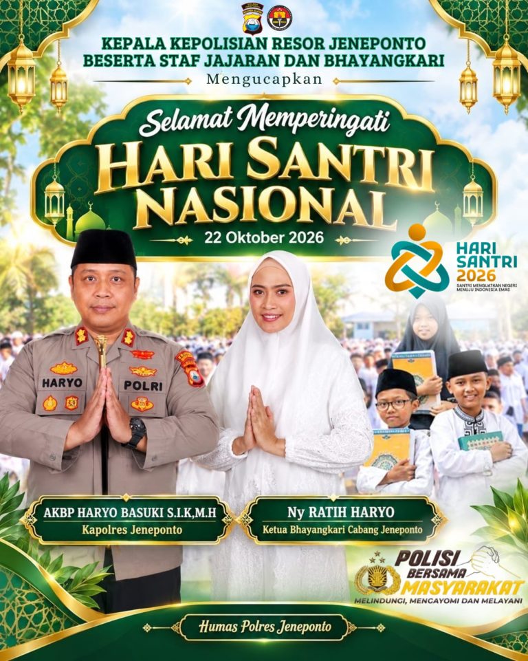 Peringati Hari Santri Nasional 2026, Polres Jeneponto Ajak Santri Menguatkan Negeri Menuju Indonesia Emas
